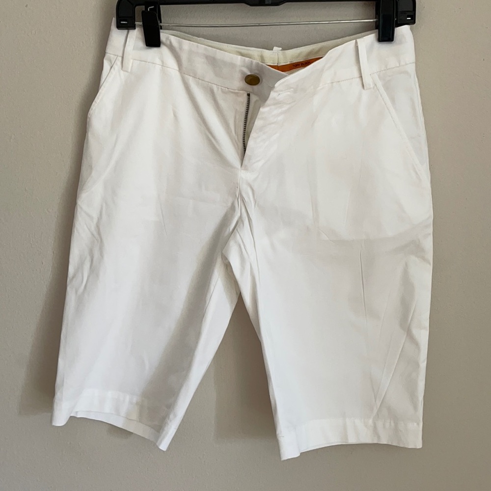 Tory Burch White Bermuda Cotton Shorts